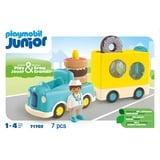 PLAYMOBIL Junior : camion de donuts fou avec fonction d'empilage et de tri, Jouets de construction 