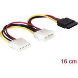 DeLOCK Câble d'alimentation connecteur 4 broches > prise SATA 15 broches + prise Floppy 4 broches, Câble en Y 