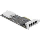 DeLOCK PCI Express x4 vers 4x RJ45 2,5 GbE, Carte réseau 