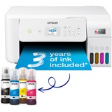 Epson EcoTank ET-2826, Imprimante multifonction Blanc, Jet d'encre, Impression couleur, 5760 x 1440 DPI, A4, Impression directe, Blanc