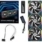 Lian Li UNI FAN SL120 Wireless, Ventilateur de boîtier Noir, 3 pièces, connecteur de ventilateur PWM à 4 broches