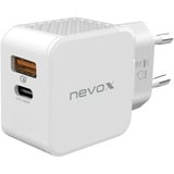 Nevox HC-2009 Blanc Intérieure chargeur Blanc, 1x USB-C, 1x USB-A, Intérieure, Secteur, Blanc