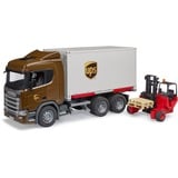 bruder Camion logistique Scania Super 560R UPS avec chariot élévateur et palettes, Modèle réduit de voiture 03582