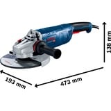 Bosch BOSCH GWS 24-230 P CARTON, Meuleuse d'angle Bleu, 6500 tr/min, 23 cm, Secteur, 5,9 kg, Moteur sans balai