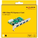 DeLOCK Carte PCIe x1 vers 4x USB Type-A externe 5 Gbit/s, Contrôleur USB 
