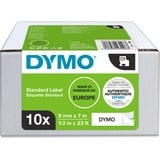 Dymo D1 étiquettes autocollantes authentiques | rouleau de 9 mm x 7 m | impression en noir sur fond blanc | pour étiqueteuses LabelManager | 10 étiquettes, Ruban Blanc, Imprimante d'étiquette adhésive, 9 mm, 7 m, 300 g, 10 pièce(s)