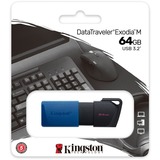 Kingston DataTraveler Exodia M lecteur USB flash 64 Go USB Type-A 3.2 Gen 1 (3.1 Gen 1) Noir, Bleu, Clé USB Bleu/Noir, 64 Go, USB Type-A, 3.2 Gen 1 (3.1 Gen 1), Slide, 10 g, Noir, Bleu