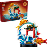 LEGO Festivals chinois Karpfen saute par-dessus la porte du dragon, Jouets de construction 