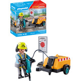 PLAYMOBIL Action Heroes Ouvrier du bâtiment avec burin, Jouets de construction 