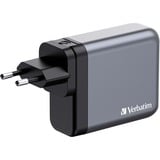 Verbatim GNC-140 Universel Noir, Gris Secteur Charge rapide Intérieure Gris, 3x USB-C, 1x USB-A, Intérieure, Secteur, 20 V, Noir, Gris
