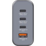 Verbatim GNC-140 Universel Noir, Gris Secteur Charge rapide Intérieure Gris, 3x USB-C, 1x USB-A, Intérieure, Secteur, 20 V, Noir, Gris