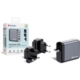 Verbatim GNC-140 Universel Noir, Gris Secteur Charge rapide Intérieure Gris, 3x USB-C, 1x USB-A, Intérieure, Secteur, 20 V, Noir, Gris