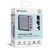 Verbatim GNC-140 Universel Noir, Gris Secteur Charge rapide Intérieure Gris, 3x USB-C, 1x USB-A, Intérieure, Secteur, 20 V, Noir, Gris