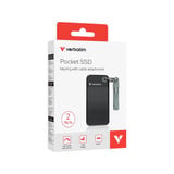 Verbatim Pocket 2 To USB Type-C 3.2 Gen 2 (3.1 Gen 2) Noir, Gris SSD externe Noir/gris, 2 To, USB Type-C, 3.2 Gen 2 (3.1 Gen 2), 1000 Mo/s, 10 Gbit/s, Noir, Gris