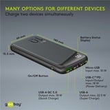 goobay 53936 banque d'alimentation électrique Lithium Polymère (LiPo) 10000 mAh Noir, Powerbank Noir, 10000 mAh, Lithium Polymère (LiPo), 3,7 V, Noir