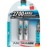 Ansmann Blister 2 X Accu, AA, 2700mAh AA / HR6 Hybrides nickel-métal (NiMH), Batterie Argent, AA, 2700mAh, AA / HR6, Hybrides nickel-métal (NiMH), 1,2 V, 2700 mAh, Bleu