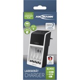 Ansmann Comfort Plus Universel Secteur, Chargeur Blanc/Noir, Hybrides nickel-métal (NiMH), Surcharge, Surchauffe, 9V, AA, AAA