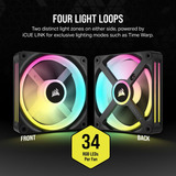 Corsair iCUE LINK QX120 RGB 120mm Reconditionné ventilateurs de boîtier Noir, 3 pièces, 120 x 120 x 25 mm, PWM