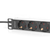 Digitus Bloc multiprises 10" avec profilé en aluminium, 4 prises, 1U Noir/en aluminium