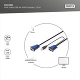 Digitus Ensemble de câbles KVM USB DS-19231, pour consoles KVM, Câble en Y Noir