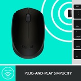 Logitech B170, Souris Noir, Sans fil