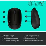 Logitech B170, Souris Noir, Sans fil