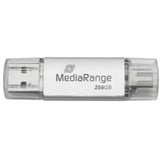 MediaRange Clé USB combo 256 GB Argent/transparent