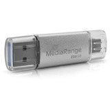 MediaRange Clé USB combo 256 GB Argent/transparent