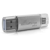 MediaRange Kombo-Speicherstick 256 GB, Clé USB Argent/transparent