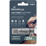MediaRange Kombo-Speicherstick 256 GB, Clé USB Argent/transparent