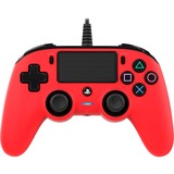 Nacon Manette filaire compacte pour Playstation 4, Manette de jeu Rouge/Noir, Manette de jeu, PlayStation 4, Touche Partage, Analogique/Numérique, Avec fil, Rouge