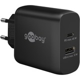 goobay 45W GaN USB-C PD Dual Fast Charger, Chargeur Noir