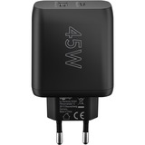 goobay 45W GaN USB-C PD Dual Fast Charger, Chargeur Noir