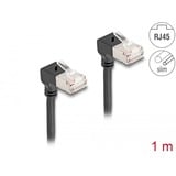DeLOCK Câble de raccordement RJ-45 Cat.6a S/FTP, Slim coudé à 90° Noir