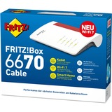 FRITZ! FRITZ!Box 6670, Routeur Blanc/Rouge, Box 6670, Wi-Fi 7 (802.11be), Bi-bande (2,4 GHz / 5 GHz), Ethernet/LAN, Blanc, Routeur