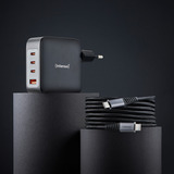 Intenso Adaptateur secteur GaN + câble chargeur Noir, 3x USB-C, 1x USB-A