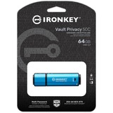 Kingston IronKey Vault Privacy 50 64 Go, Clé USB Bleu clair/Noir