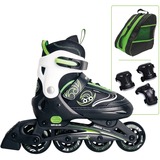 Muuwmi Roller enfants réglables taille 33-36, Rollers Vert/Noir