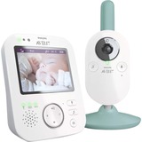 Philips Avent Moniteur vidéo numérique pour bébé SCD841/26, Moniteur pour bébé Blanc/Vert, 300 m, 50 m, FHSS, 2.4 GHz, Blanc, 8,89 cm (3.5")