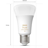 Philips Hue A60 - Ampoule connectée E27 - 800 (lot de 2), Lampe à LED Philips Hue White ambiance A60 - Ampoule connectée E27 - 800 (lot de 2), Ampoule intelligente, Blanc, Bluetooth/Zigbee, LED intégrée, E27, Lumière du jour froide, Blanc chaud