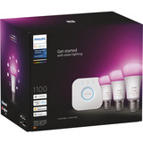Philips Hue White & Color Ambiance Starter-Set : E27 Lampe Intelligente A60 Pack de Trois, Lampe à LED 