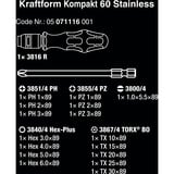 Wera Kompakt 60 embout de tournevis 16 pièce(s), Clés mixtes à cliquet Noir/Bleu, 16 pièce(s), Torx, Boîte