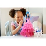 Barbie Poupée licorne avec cheveux bleus, robe rose et licorne 