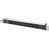 Digitus Barre d'alimentation 19" PDU avec profilé en aluminium, 12 prises C13, Multiprise Noir/en aluminium