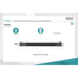 Digitus Barre d'alimentation 19" PDU avec profilé en aluminium, 12 prises C13, Multiprise Noir/en aluminium
