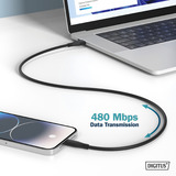Digitus Câble de connexion en silicone USB 2.0 USB-A > USB-C Noir