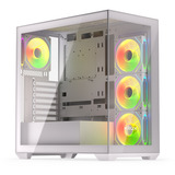 Krux  boîtier midi tower Blanc | 2x USB-A | 1x USB-C | RGB | Verre Trempé