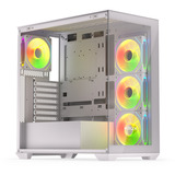 Krux  boîtier midi tower Blanc | 2x USB-A | 1x USB-C | RGB | Verre Trempé