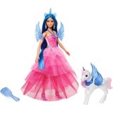 Mattel Barbie - Poupée licorne avec cheveux bleus, robe rose et licorne 