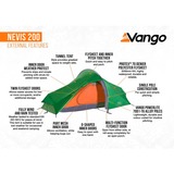 Vango TEUNEVIS0000002, Nevis 200, Tente Vert/Orange